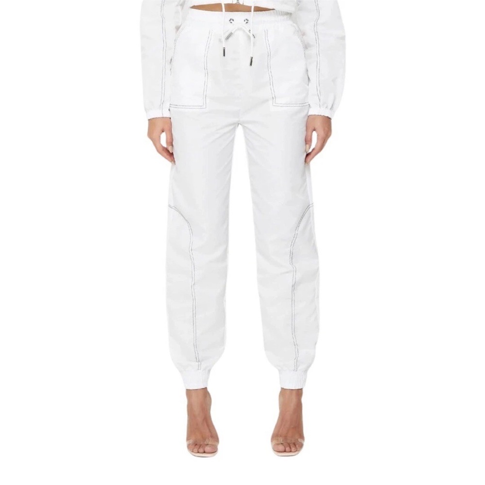 Maniere De Voir White Nylon Contrast Stitch Track Pants - Picture 2 of 9
